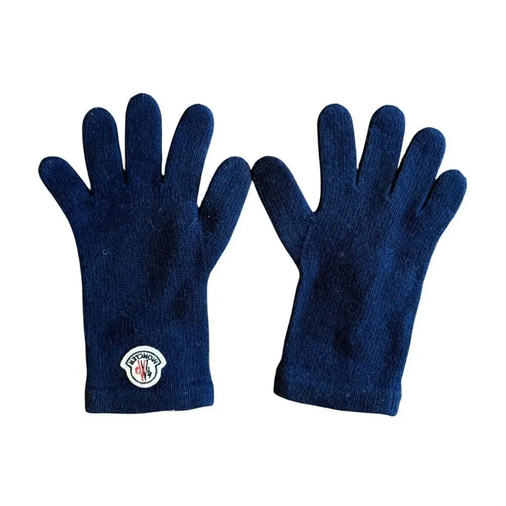 MONCLER Navy Wool Blend Kids Gloves sz S Made in Italy Snow Winter Youth
